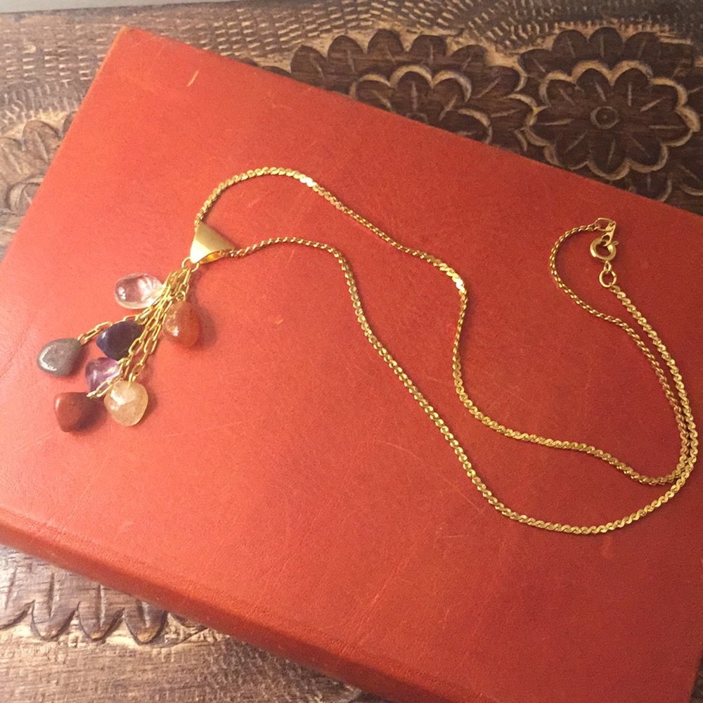 Gold Necklace With Semiprecious Stones